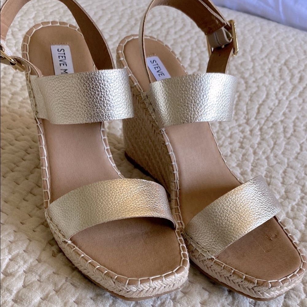 Steve Madden Gold Wedge Sandals